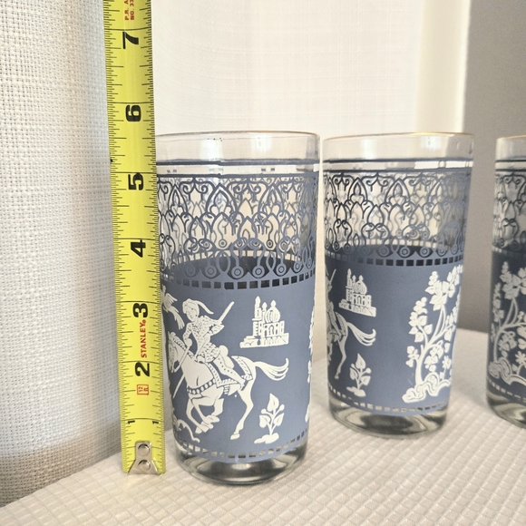 Vtg Hazel Atlas Knight Horses Glasses Cocktail Wedgewood Barware Tumblers - Picture 4 of 7
